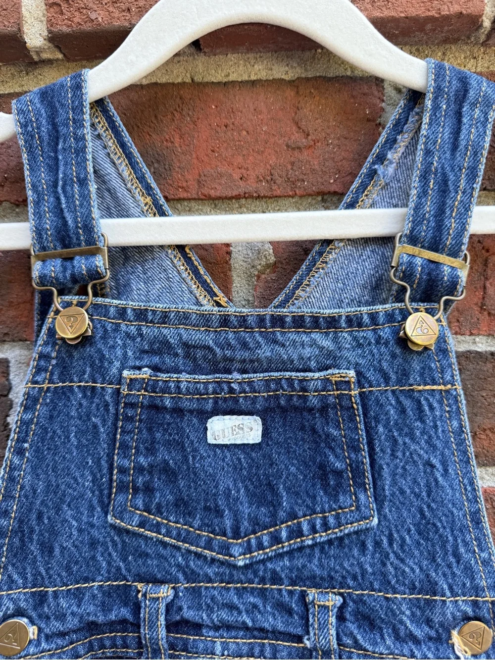 Vintage Guess 90s Denim Jean Skirtall Overalls Size 3T Made in USA